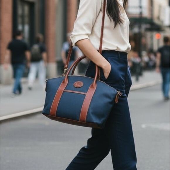 LIMITED TIME SALE $338 Dooney & Bourke Madeline Nylon Satchel Shoulder NAVY - Picture 8 of 8